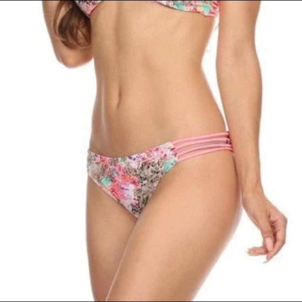 Abstract floral print cheeky bikini bottoms